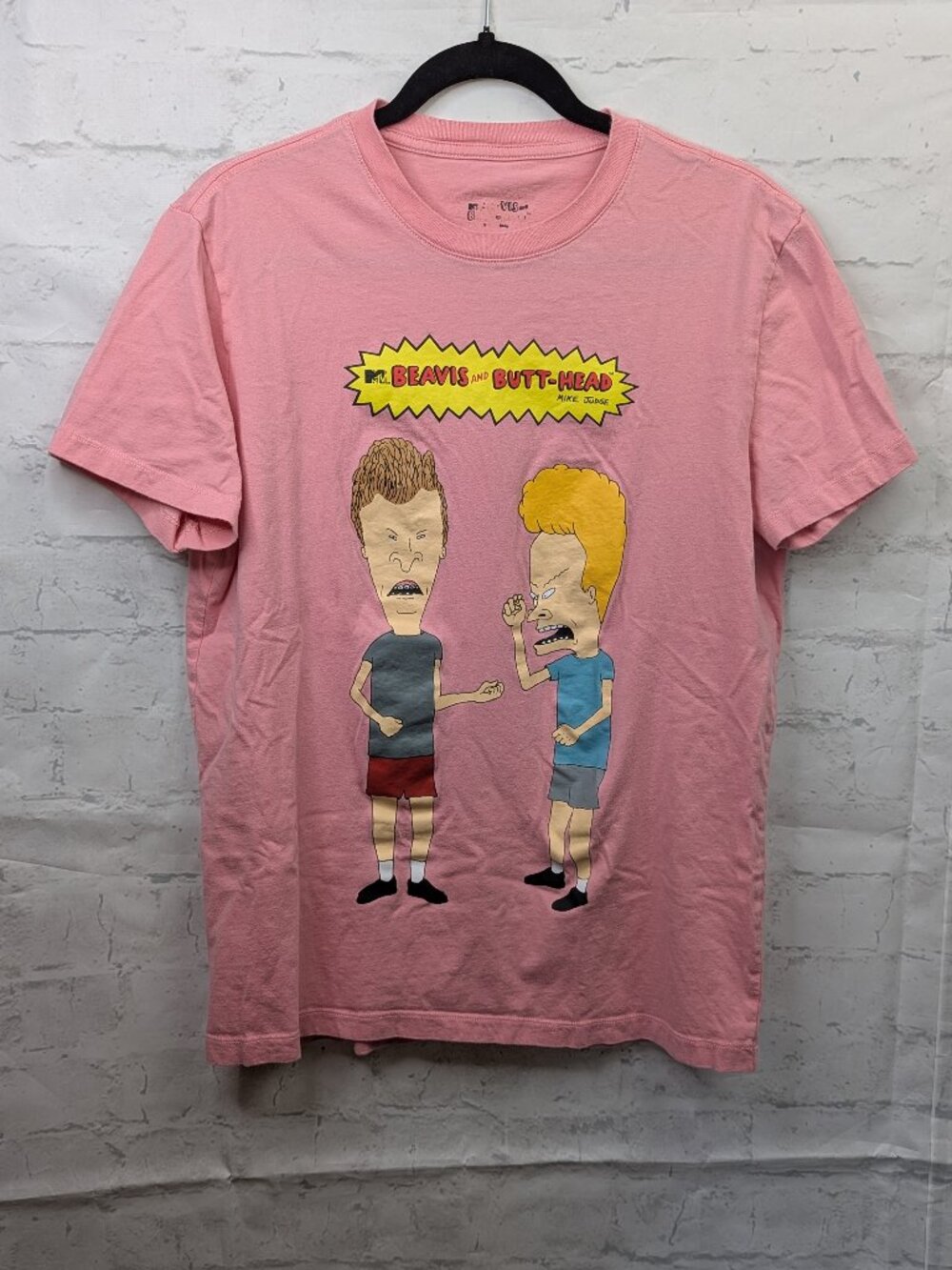 Beavis And Butt-Head M Pink Graphic T-Shirt MTV Mike Judge Retro Style Tee